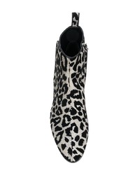 Bottines en cuir imprimées léopard argentées Dolce & Gabbana