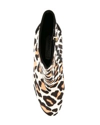 Bottines en cuir imprimées léopard blanches et noires Marskinryyppy