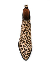 Bottines en cuir imprimées léopard marron clair Coach