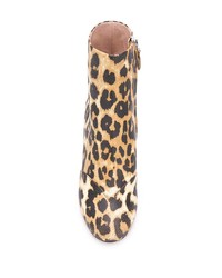Bottines en cuir imprimées léopard marron clair Miu Miu