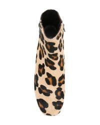 Bottines en cuir imprimées léopard marron clair Tila March
