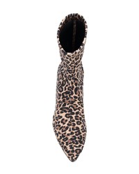 Bottines en cuir imprimées léopard marron Gia Couture