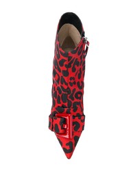 Bottines en cuir imprimées léopard rouges N°21