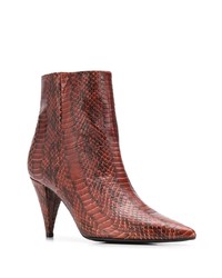 Bottines en cuir imprimées serpent bordeaux Marc Ellis