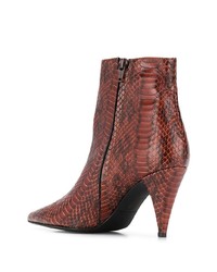 Bottines en cuir imprimées serpent bordeaux Marc Ellis