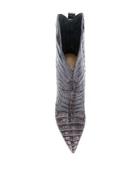 Bottines en cuir imprimées serpent gris foncé Alexandre Birman