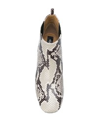 Bottines en cuir imprimées serpent grises Marc Jacobs