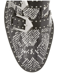 Bottines en cuir imprimées serpent grises Givenchy
