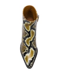 Bottines en cuir imprimées serpent jaunes Chloé
