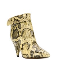 Bottines en cuir imprimées serpent jaunes Isabel Marant