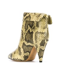 Bottines en cuir imprimées serpent jaunes Isabel Marant