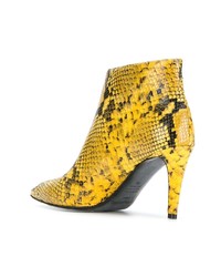 Bottines en cuir imprimées serpent jaunes Zadig & Voltaire