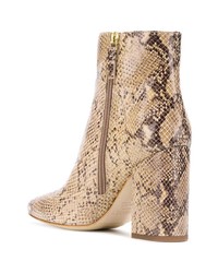 Bottines en cuir imprimées serpent marron clair Twin-Set