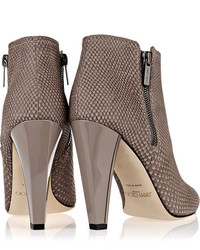 Bottines en cuir imprimées serpent marron clair Jimmy Choo