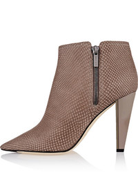 Bottines en cuir imprimées serpent marron clair Jimmy Choo