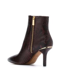 Bottines en cuir imprimées serpent pourpre foncé Michael Kors Collection