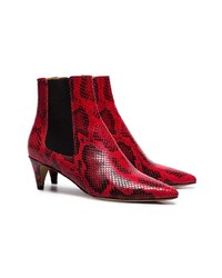 Bottines en cuir imprimées serpent rouges Isabel Marant Etoile