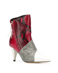 Bottines en cuir imprimées serpent rouges Isabel Marant