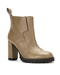 Bottines en cuir marron clair Sarah Chofakian