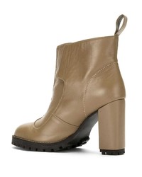 Bottines en cuir marron clair Sarah Chofakian