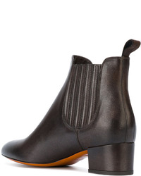 Bottines en cuir marron foncé Santoni