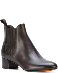 Bottines en cuir marron foncé Santoni