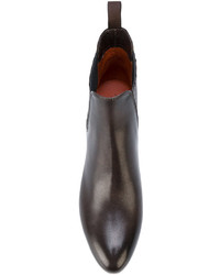 Bottines en cuir marron foncé Santoni