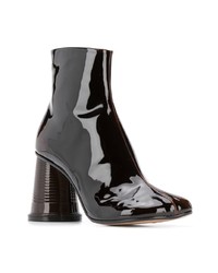 Bottines en cuir marron foncé MM6 MAISON MARGIELA