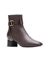 Bottines en cuir marron foncé Tod's