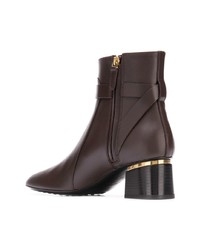 Bottines en cuir marron foncé Tod's