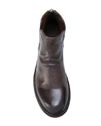 Bottines en cuir marron foncé Officine Creative