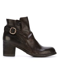 Bottines en cuir marron foncé Officine Creative