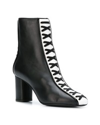 Bottines en cuir noires et blanches Racine Carree