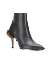 Bottines en cuir noires Fendi