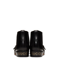 Bottines en cuir noires Gucci