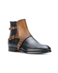 Bottines en cuir noires Santoni