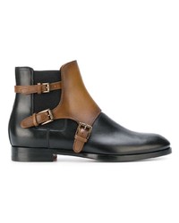 Bottines en cuir noires Santoni