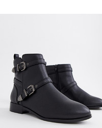 Bottines en cuir noires Faith Wide Fit