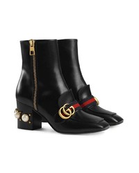 Bottines en cuir noires Gucci