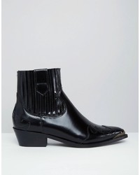 Bottines en cuir noires Mango