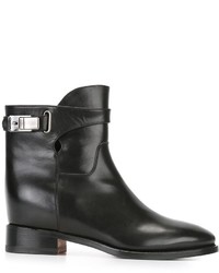 Bottines en cuir noires Santoni