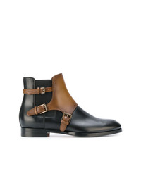 Bottines en cuir noires Santoni