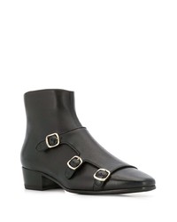 Bottines en cuir noires Santoni