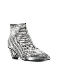 Bottines en cuir ornées argentées Balmain