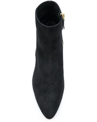 Bottines en cuir ornées noires Casadei