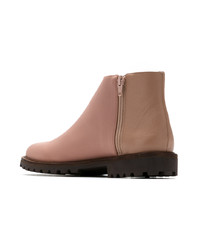 Bottines en cuir roses Sarah Chofakian