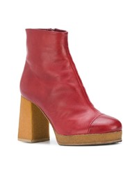 Bottines en cuir rouges Chalayan