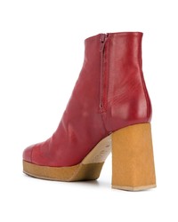 Bottines en cuir rouges Chalayan