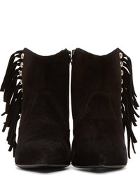 Bottines en daim à franges noires Saint Laurent