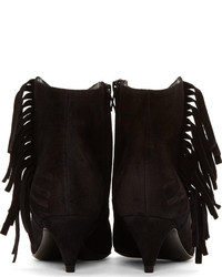 Bottines en daim à franges noires Saint Laurent